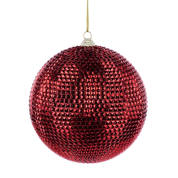 150MM SQUARE DIAMOND BALL ORNAMENT - RED - XJ729424