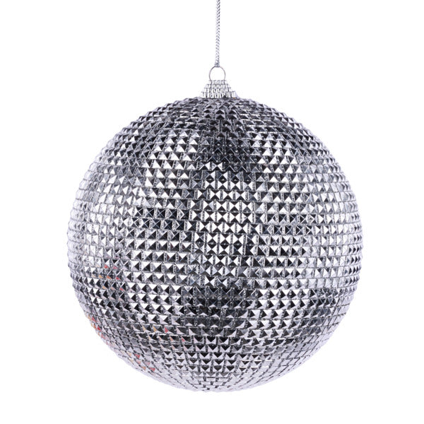 150MM SQUARE DIAMOND BALL ORNAMENT - SILVER -XJ729426