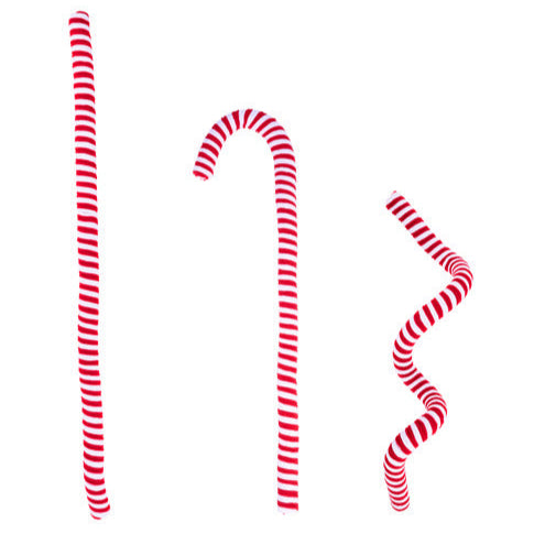 47"L VELVET/FOAM PEPPERMINT STICK, WIRED - RED/WHITE - XP384432