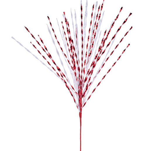 29" METALLIC PET TWIST GRASS SPRAY X40 - RED/WHITE - XS148734