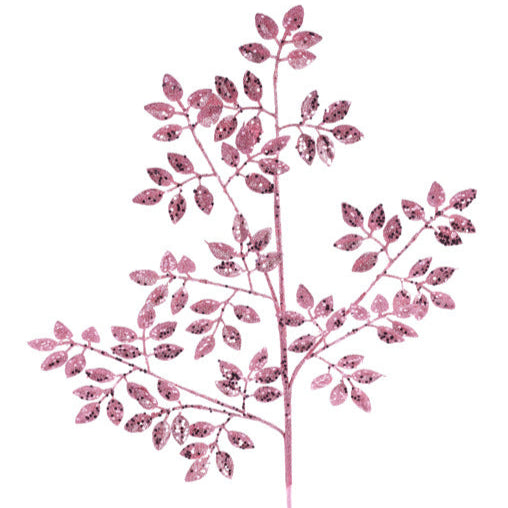 28"L GLITTER LEAF SPRAY - PINK - XS226822