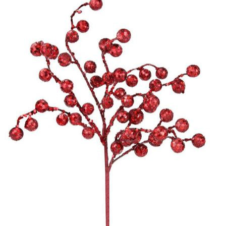 16.5" GLITTER BERRY SPRAY - LASER RED - XS527324