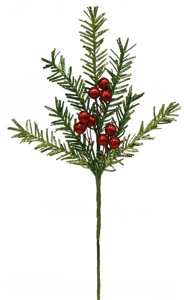 20"L GLITTER FOAM PINE/BALL SPRAY - GREEN/RED - XS7505