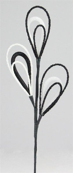 18"L GLITTER BEADED LOOP/TUBING SPRAY - BLACK/WHITE - XS9731NE