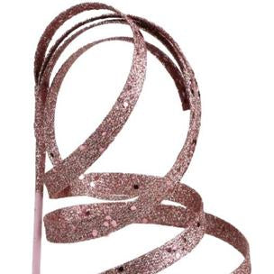 23.5"L CURLY GLITTER RIBBON PICK - PINK - XS982222