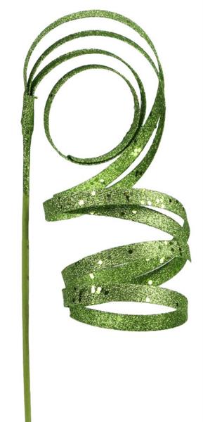 23.5"L CURLY GLITTER RIBBON PICK - LIME GREEN - XS982237
