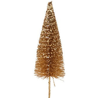 14"H GLITTER BOTTLE BRUSH TREE - GOLD - XT860908