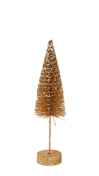 14"H GLITTER BOTTLE BRUSH TREE - GOLD - XT860908