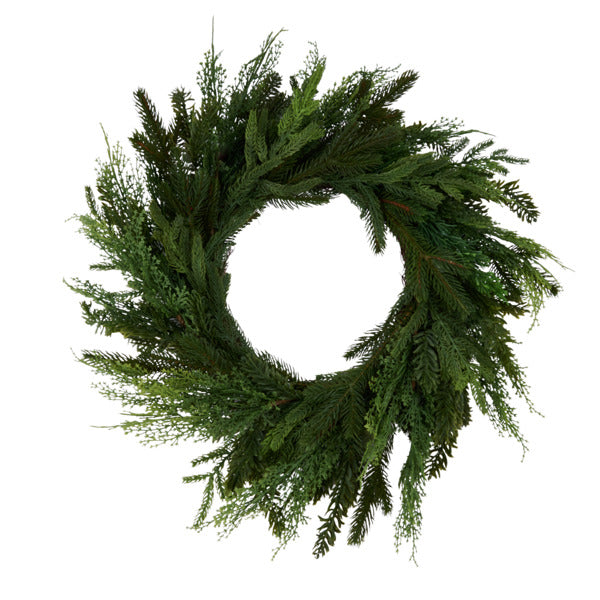 24"DIA MIXED PINE WREATH - GREEN - XX9804