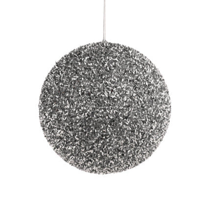 6"DIA V CUT FOIL GLITTER BALL - SILVER - XY652726