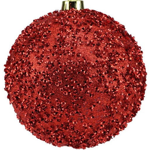 150MM SEQUIN/GLITTER BALL ORNAMENT - RED - XY881724