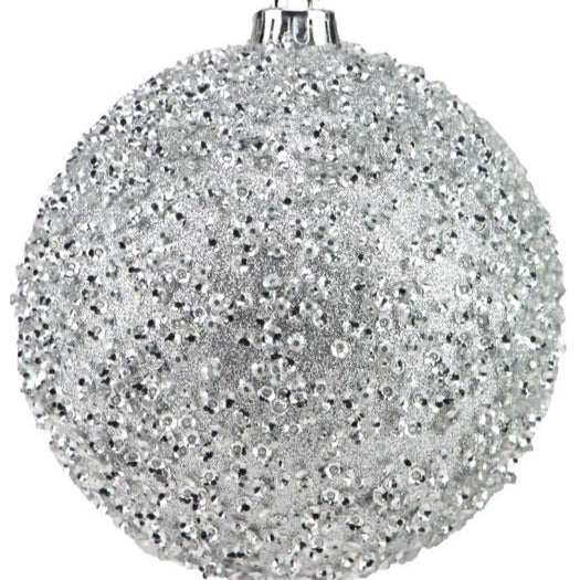 150MM SEQUIN/GLITTER BALL ORNAMENT - SILVER - XY881726