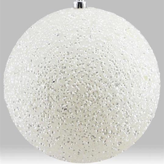 150MM SEQUIN/GLITTER BALL ORNAMENT - WHITE - XY881727