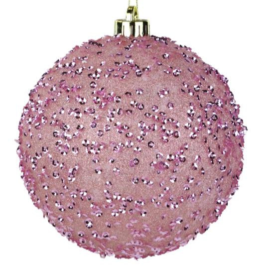 150MM SEQUIN/GLITTER BALL ORNAMENT - PALE PINK - XY8817AY