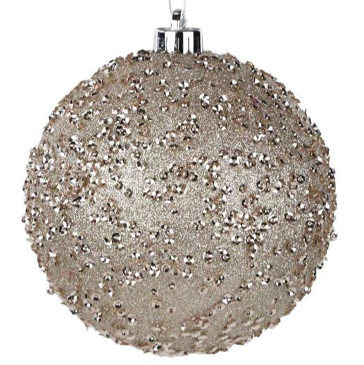 150MM SEQUIN/GLITTER BALL ORNAMENT - TAUPE - XY8817CF