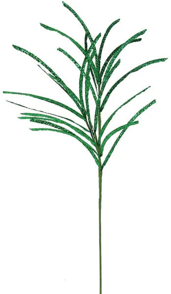 31"L GLITTERED/PAPER GRASS SPRAY - EMERALD GREEN - XS104906