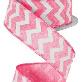 1.5"X10YD SMALL CHEVRON/ROYAL - PINK/WHITE - RG101822