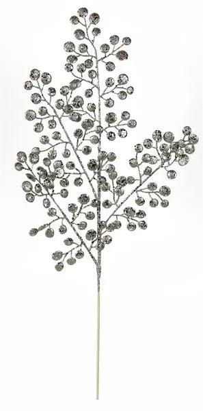 33"L GLITTER ROUND LEAF SPRAY - CHAMPAGNE - XS226758