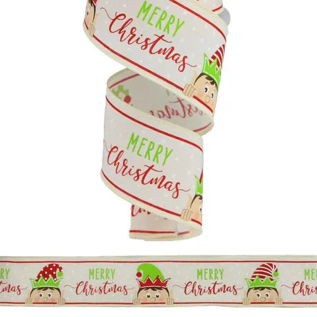 2.5"x10YD PEEKING ELF - CREAM/RED/GREEN - RGA191033