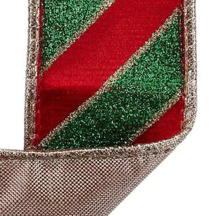 1.5"X10YD VELVET/GLITTER DIAGONAL STRIPE/FUSED - D'LUX - LX700858
