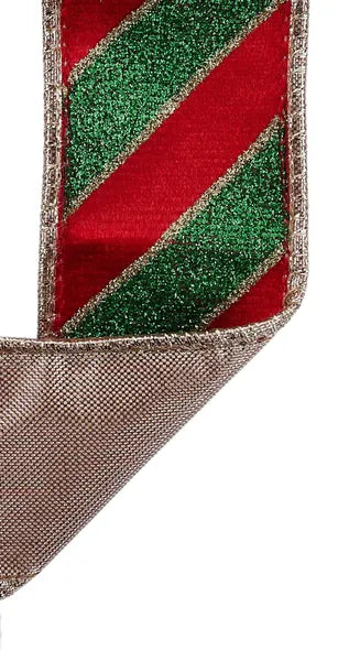 1.5"X10YD VELVET/GLITTER DIAGONAL STRIPE/FUSED - D'LUX - LX700858