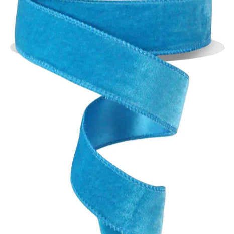1.5"X10YD DELUXE VELVET/SATIN BACKING - TURQUOISE - RGE165852