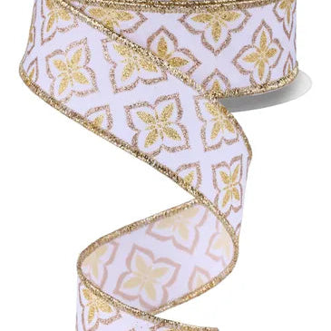 1.5"X10YD GLITTER PETALS - WHITE/LIGHT GOLD/CHAMPAGNE - RGF198927