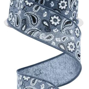 1.5"X10YD BANDANA - DENIM/BLACK/WHITE - RGC1900C6