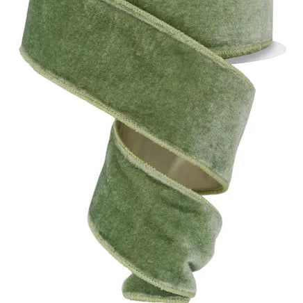 2.5"X10YD DELUXE VELVET/SATIN BACKING - SAGE GREEN - RGE165930