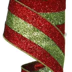 2.5"X10YD 3-IN-1 GLITTER - RED/LIME/RED - RM9824T9
