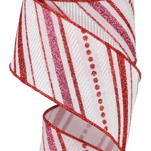 2.5"X10YD MULTI DIAGONAL STRIPES/ROYAL - LIGHT PINK/RED/PINK/WHITE - RGB13028F