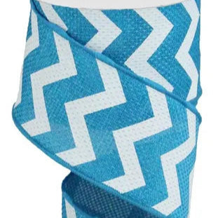 2.5"X10YD WIDE CHEVRON/CROSS ROYAL - TURQUOISE/WHITE - RG1028A2