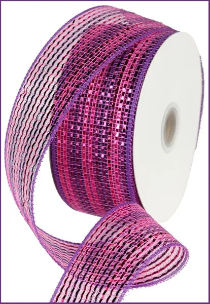 2.5"X25YD WIDE FOIL STRIPE - HOT PINK/PURPLE - RR3063JY