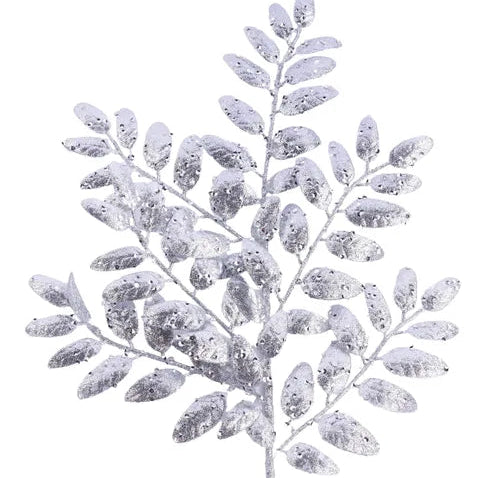 21"L GLITTER HONEY LOCUST SPRAY - SILVER - XS216926