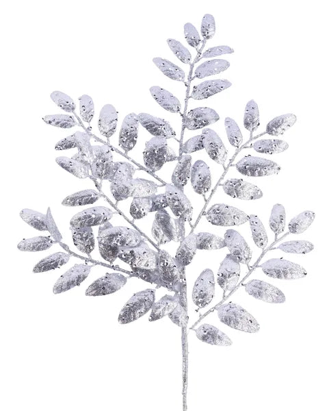 21"L GLITTER HONEY LOCUST SPRAY - SILVER - XS216926
