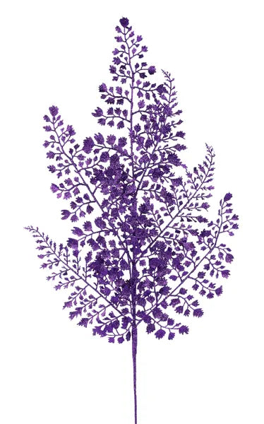 23"L GLITTER MAIDENHAIR FERN SPRAY X7 - PURPLE - XS236623
