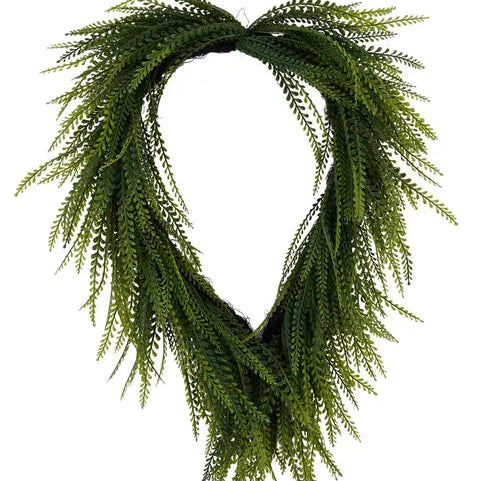 36"L X 17"W DRAPED BUTTON FERN WREATH - GREEN - FP106235