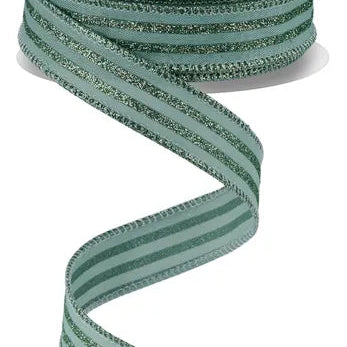 7/8"X10YD GLITTER VERTICAL STRIPE - SAGE GREEN - RGF7970H2