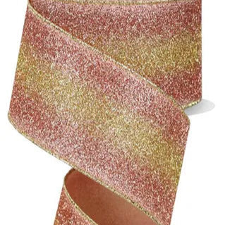 2.5"X10YD GRADIENT GLITTER - LIGHT PINK/ROSE GOLD/GOLD - RGE179222