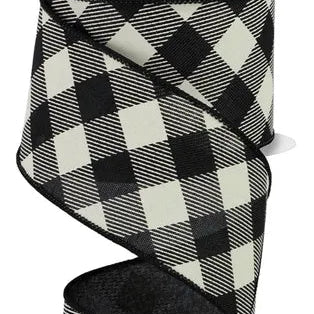 2.5"X10YD DIAGONAL CHECK ON ROYAL - BLACK/WHITE - RGA127402