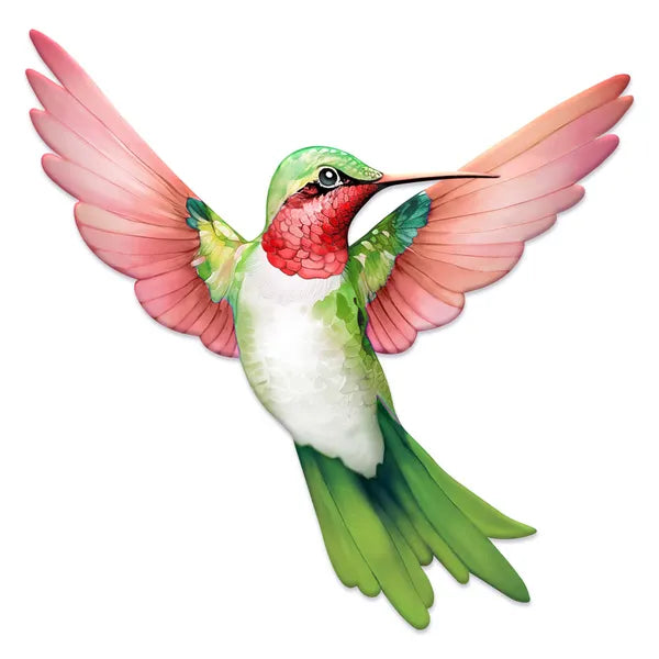 12"LX11.85"H EMBOSSED HUMMINGBIRD - RED/GREEN - MD1735K3