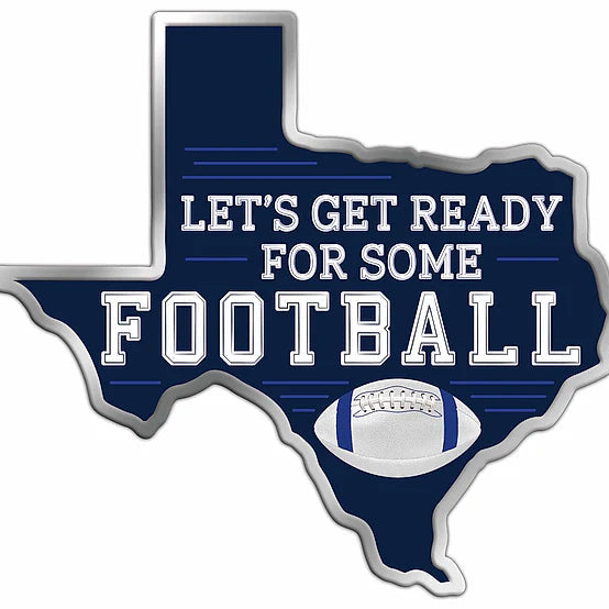12.5"L X 11.5"H FOOTBALL TEXAS SIGN - NAVY/ROYAL BLUE/SILVER/WHITE - MD1904N7