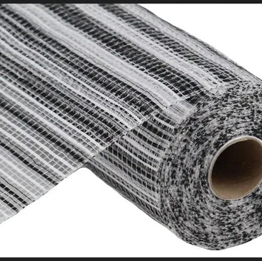 10"X10YD HORIZONTAL WIDE STRIPE MESH - BLACK/WHITE - RE8901E7