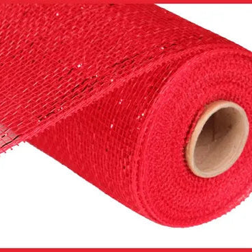 10"X10YD METALLIC MESH - RED W/ RED FOIL - RE130124