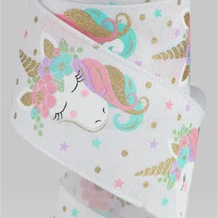 2.5"X10YD UNICORN ON ROYAL - WHITE/PINK/LAV/TURQ/GRN - RGA160127