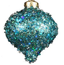 GLITTER/BEAD ORNAMENT - AQUA/BLUE - XY5290A1-1