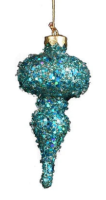 GLITTER/BEAD ORNAMENT - AQUA/BLUE - XY5290A1-2