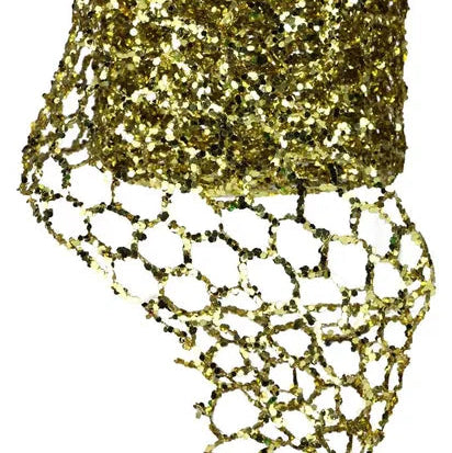 10"LX4"W GLITTER CHICKEN WIRE ROLL - GOLD - XC997308