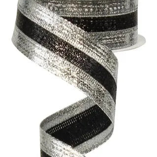 1.5"X10YD 3-IN-1 METALLIC RIBBON - SILVER/BLACK/SILVER - RG01536Y4