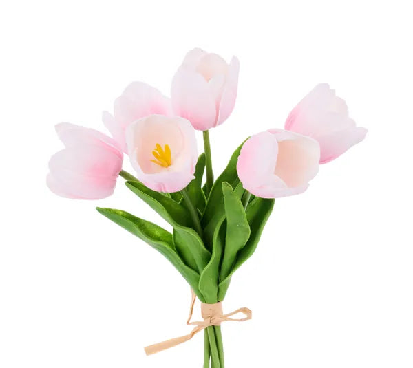 14"L MEDIUM TULIP FLOWER BUNDLE X6 - LIGHT PINK - FN172415